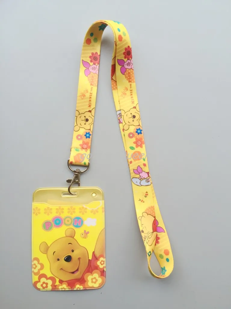 

1Pcs cartoon pooh Lovely Cute Lanyard ID Badge Holder Neck Strap kids gifts