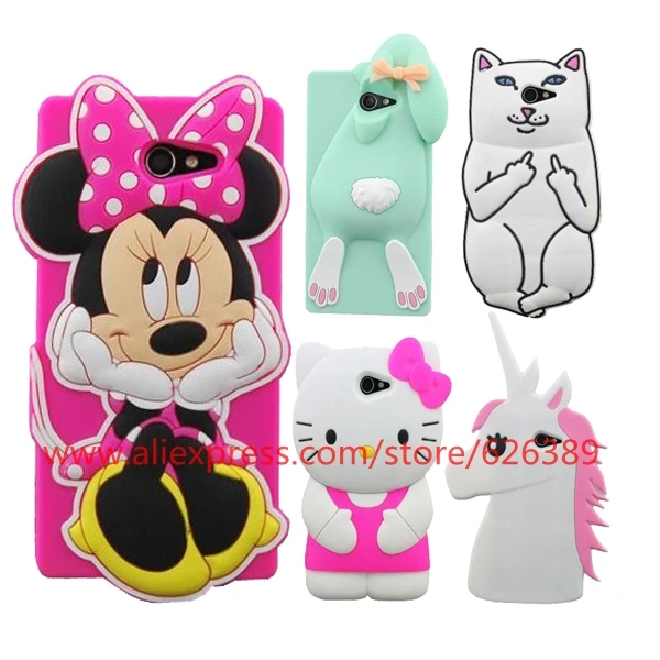 

For Sony Xperia M2 S50h Cartoon Minnie Bunny Rabbit 3D Silicone Case Cover