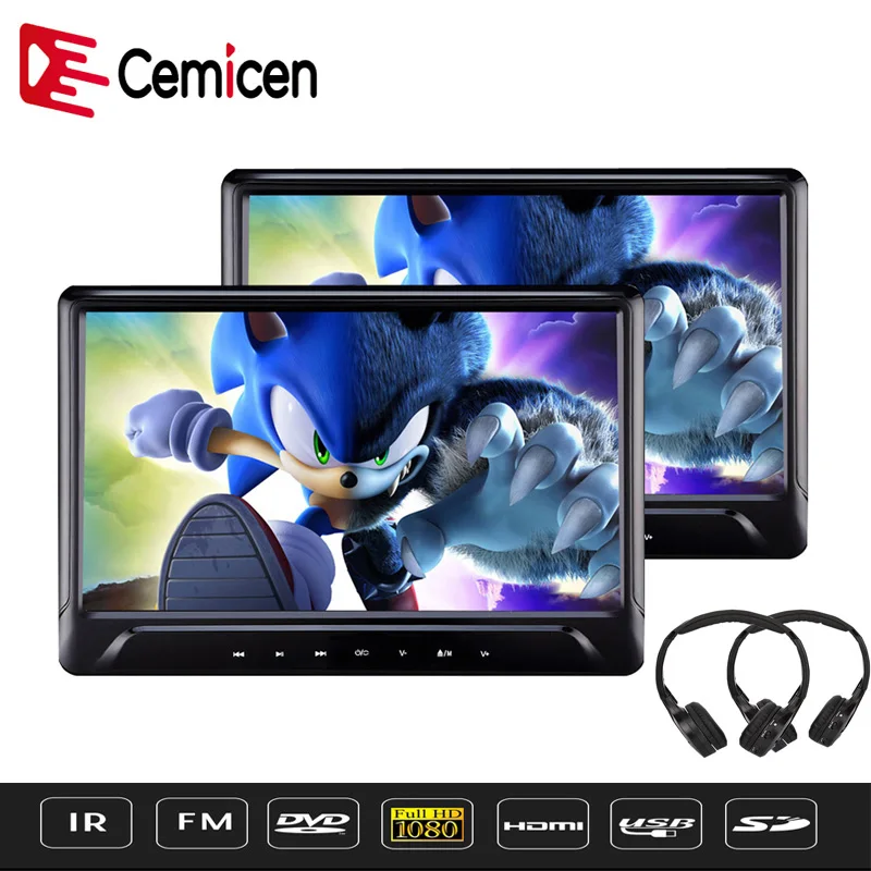 

Cemicen 2PCS 11.6 Inch Car Rear Seat Entertainment DVD Player Touch Button Monitor HD 1080P/MP5/USB/SD/IR/FM/HDMI/Speaker/Game