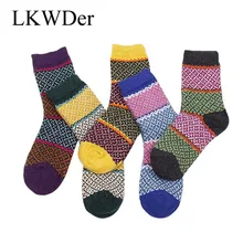 LKWDer 5 пар зима ретро специальный этнический стиль термошерстяные женские носки высокие трубки толстые теплые мягкие кроличьи шерстяные носки женские