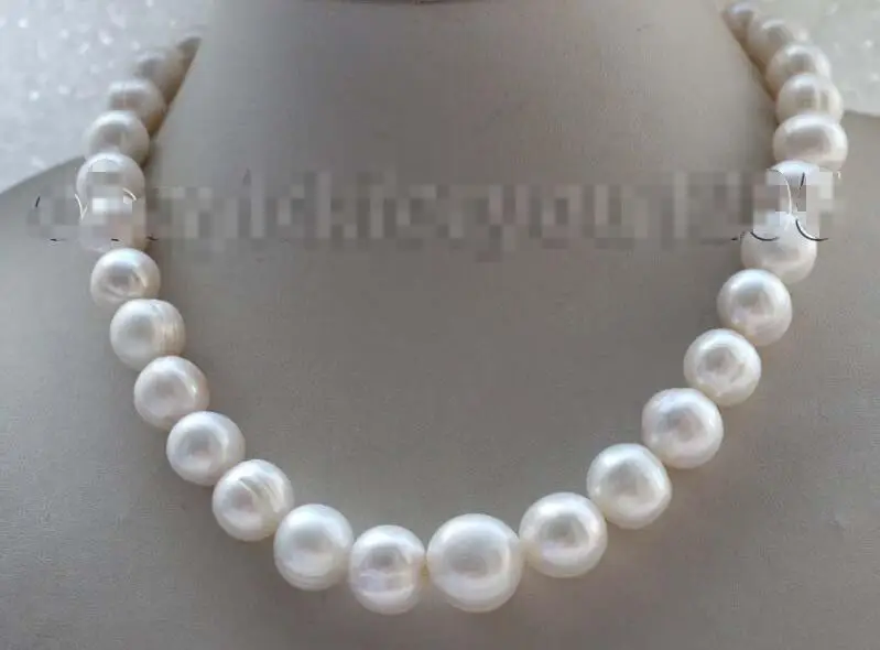 

Free shipping hot sale Women Bridal Wedding Jewelry >>17.5" Genuine Natural 11-15mm White round Pearl Necklace