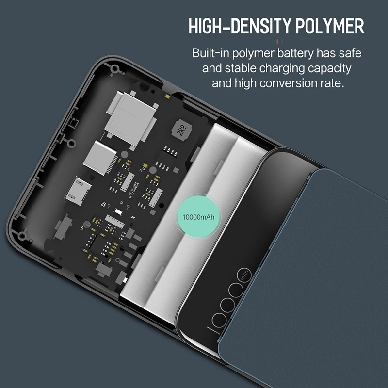 Rock Portable 10000mah Power Bank Slim Thin Backup Charger Polymer Digital Display Powerbank 10000 mah External Battery