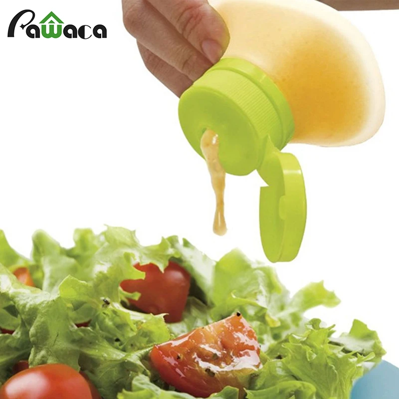 

Mini Silicone Salad Dressing Containers Storage Small Dip Condiment Leak Proof Sauce Jars Squeeze Bottle Kitchen Tools 2 Ounce