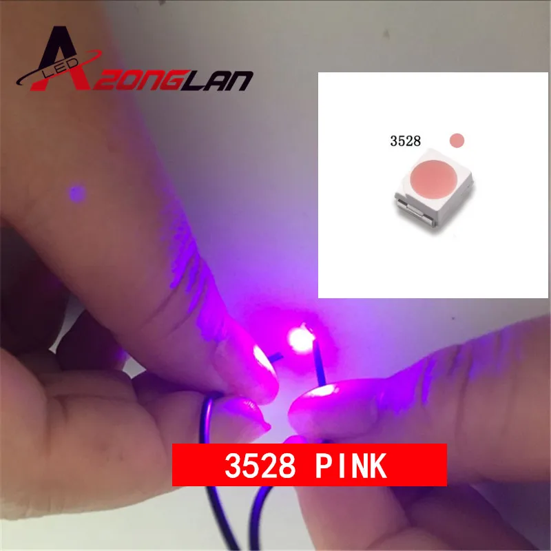 Оптовая продажа 50 шт. розовый светильник 1210 3528 SMD SMT яркий светодиодный новинка