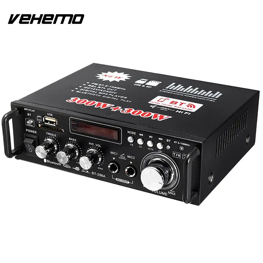 

Vehemo Remote Control BT-298A Power Amplifier Bluetooth Auto Power Amplifier Car Power Amplifier Portable High Performance