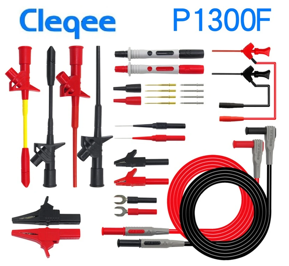 Cleqee P1300D P1300E P1300F сменный щуп тестера крюк и тест-комплекты выводов 4 мм штекер банана крокодил тестовая палка - Цвет: P1300F