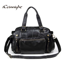 Vintage men messenger bags high quality soft pu leather solid hand bags large capacity travel Men Bags dollar price handsome man