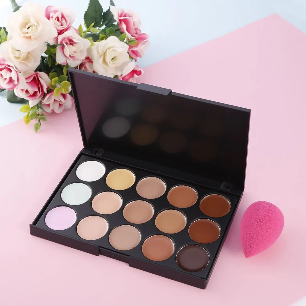 

10Pcs Makeup Sets 15 Color Concealer Palette +8pcs makeup Brushes+Sponge Puff Face Cosmetics Makeup Tool Kit