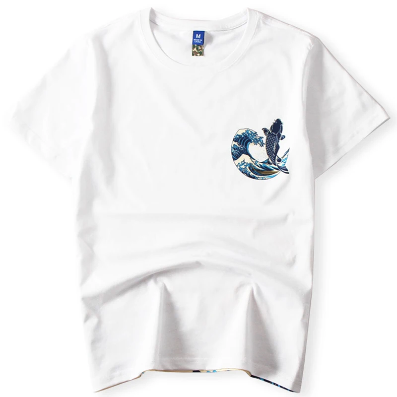 Goede Japanse Stijl Zomer Kleding 2018 Stijl Mannen Mode Karper Tattoo Print T Shirt 100% Katoen Korte Mouw Fitness T shirt