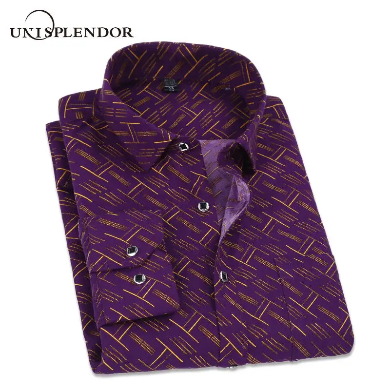 Acheter 2019 Plaid et Ligne Imprimer Homme Chemises Sport Classique Hommes Robe Chemise À Manches Longues Slim Fit De Mode Printemps Vêtements Pour mâle YN10033
