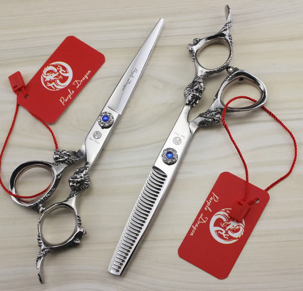 

Zi 6.0 inch sapphire big dragon handle hair scissors barber scissors flat cut teeth cut thinning scissors