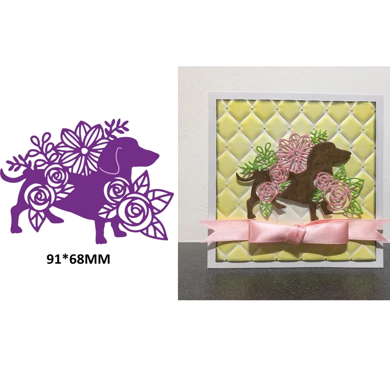 

Floral Dog Cutting Dies Scrapbooking Craft Handmade Decoration DIY Card Album Making Template Embossing Die Cut New 2019