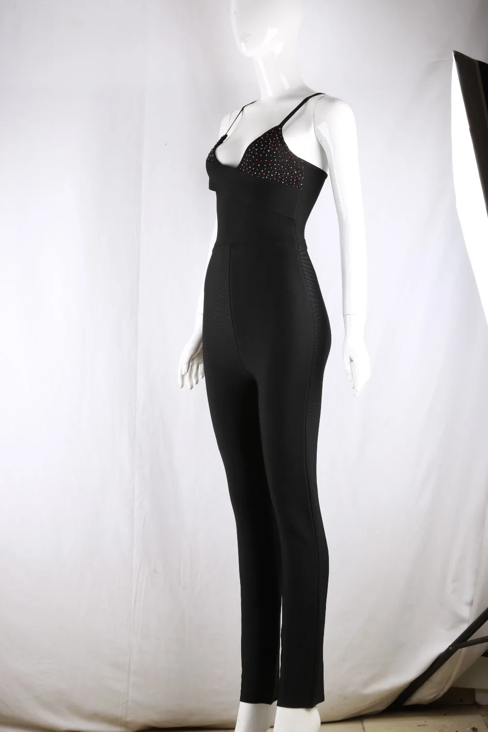 2019 новый осенний Черный вискозный бандаж Vestido элегантный сексуальный v-образный вырез Бисероплетение орнамент без вечерние рукавов