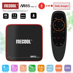 MECOOL M8S PRO W 2,4 г голос Управление Android 7,1 ТВ Box Amlogic S905W 4 ядра 2 ГБ/16 ГБ media Player Wi-Fi 4 К H.265 Декодер каналов кабельного телевидения