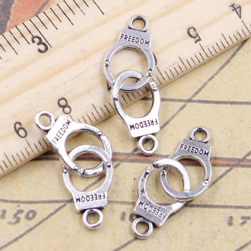 

10pcs Charms Handcuffs Freedom 30x10mm Antique Silver Color Pendants Making DIY Handmade Jewelry Factory Wholesale