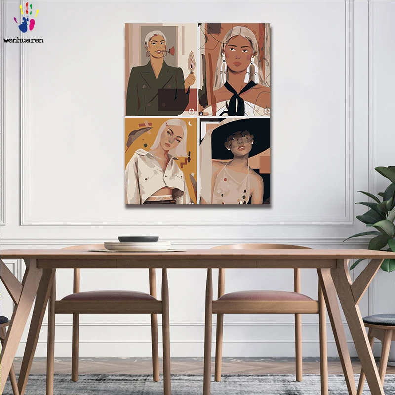 

DIY oil painting is composed of numbers and colors, and abstract stitching of oil paintings in four GongGe can be used as home d