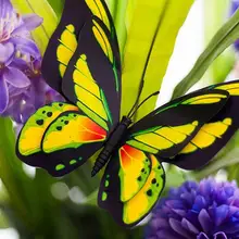 100 шт диаметр 12 см двойная имитация бабочки, полюс 30 см, вилка Бабочка ПВХ декоративное растение для сада аксессуары