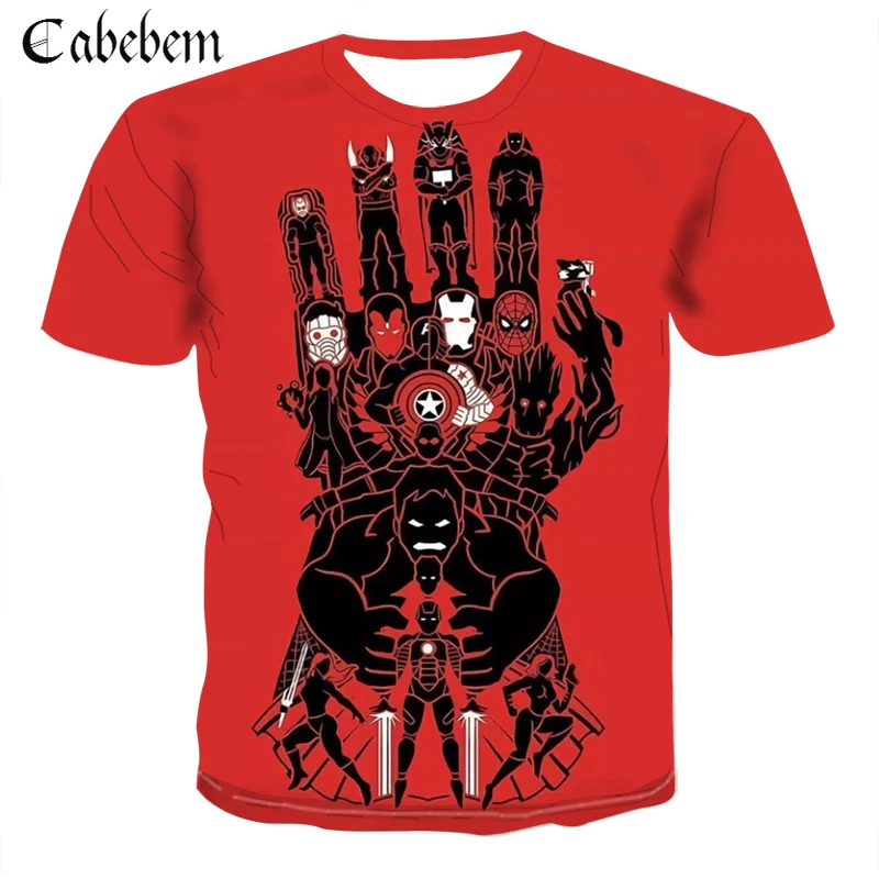 

Novelty 3D Marvel Unlimited Gloves T-Shirt Male/Female Harajuku Leisure Print Funny Cartoon T-Shirt Men's and Women's Clothing