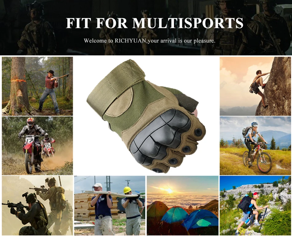 Мотоциклетные перчатки без пальцев, военные, тактические, для велоспорта, для мотокросса, резиновые, жесткие, на костяшке, на пол пальца, защитное снаряжение для мужчин