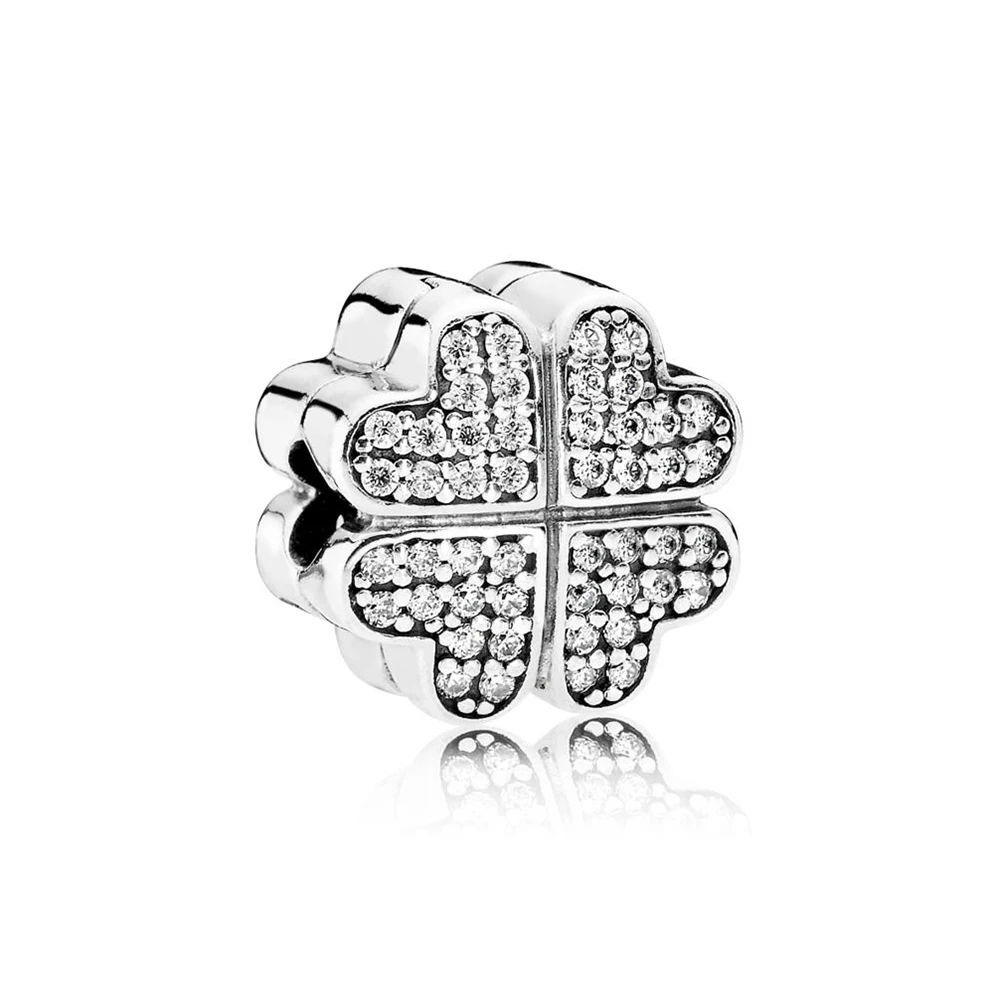 

NEW 100% 925 sterling silver 1:1 Genuine Gem 791805CZ PETALS OF LOVE CLIP Fit DIY Bracelet Original Women Wedding