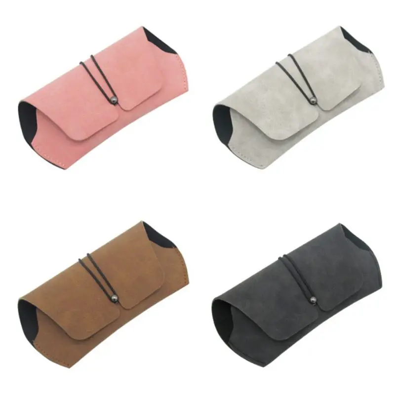 

Buckle Glasses Case Soft Pack Myopia Eyeglasses Box Simple Retro Anti-pressure Portable Matte Leather Sunglasses Storage Boxes