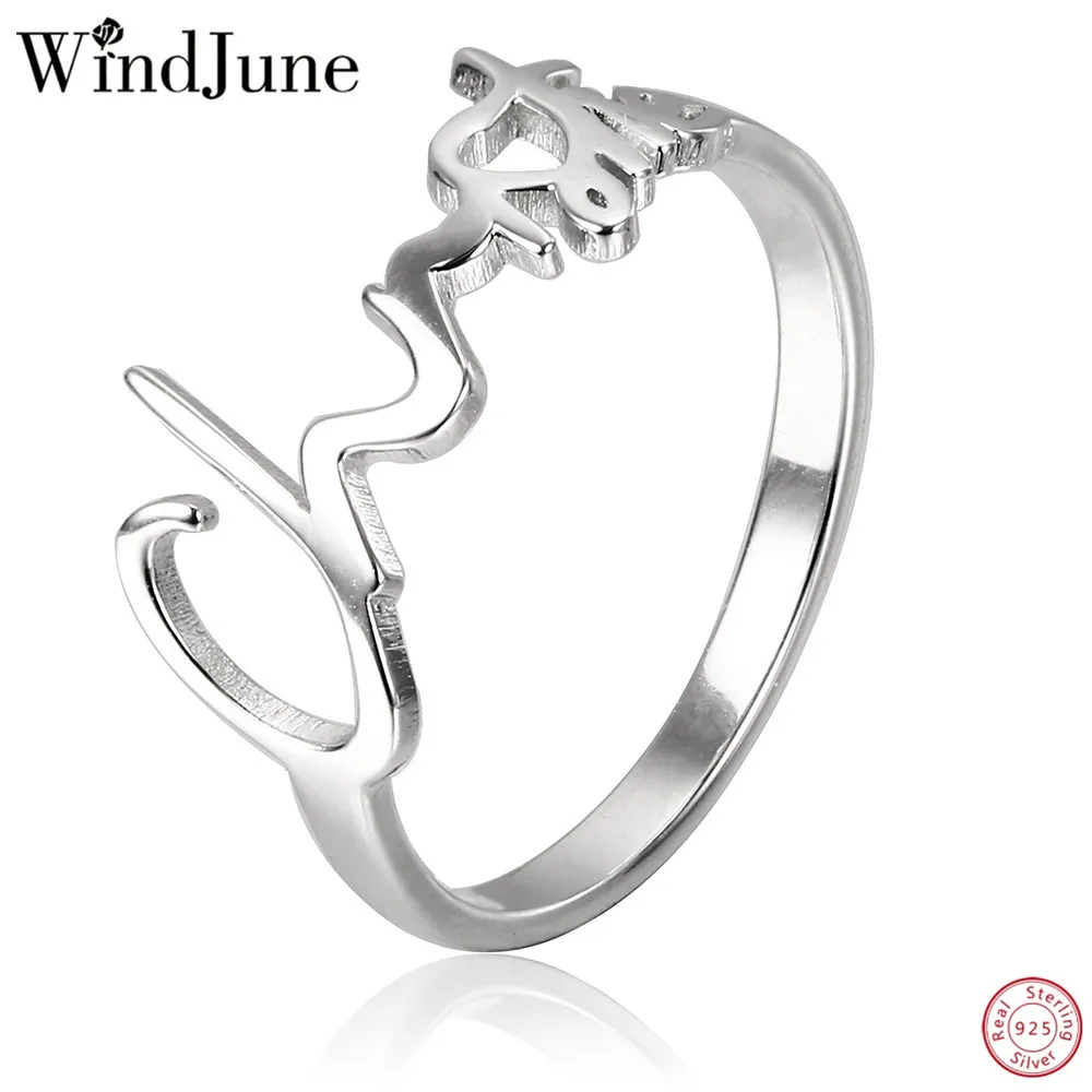

WindJune 925 Sterling Silver Custom Name Rings Women Engagement Ring Handwriting Personalized Rings Jewelry Gift Dropshipping