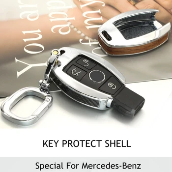 

Car Key Case Wood Carbon Fiber Styling Remote Key Shell Holder Cover For Mercedes benz B200 C180 E260L S320 GLK300 CLA CLS S400