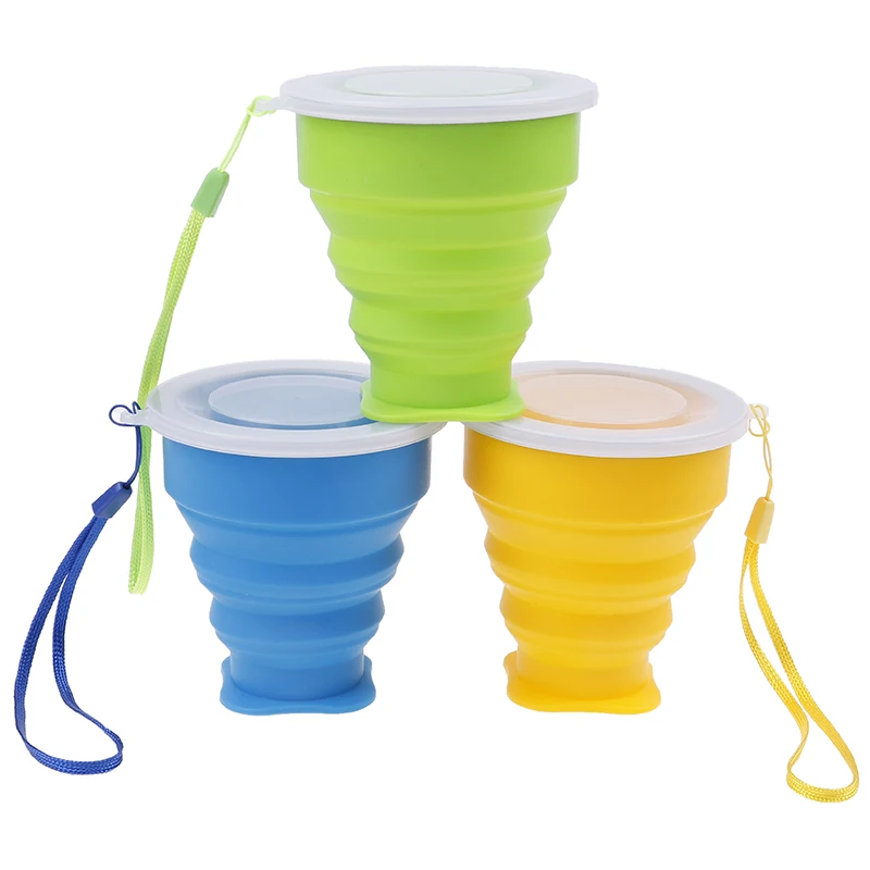 

200ml Travel Cup elescopic Water Cup Silicone Collapsible Coffee Cups Outdoor Sport Retractable Folding Cups 3 Colors