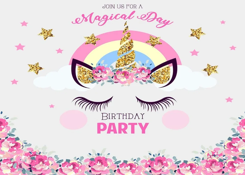 Capisco unicorn party photography backdrop birthday flower banner photo background photobooth photocall customize design Capisco unicorn party photography backdrop birthday flower banner photo background photobooth photocall customize design