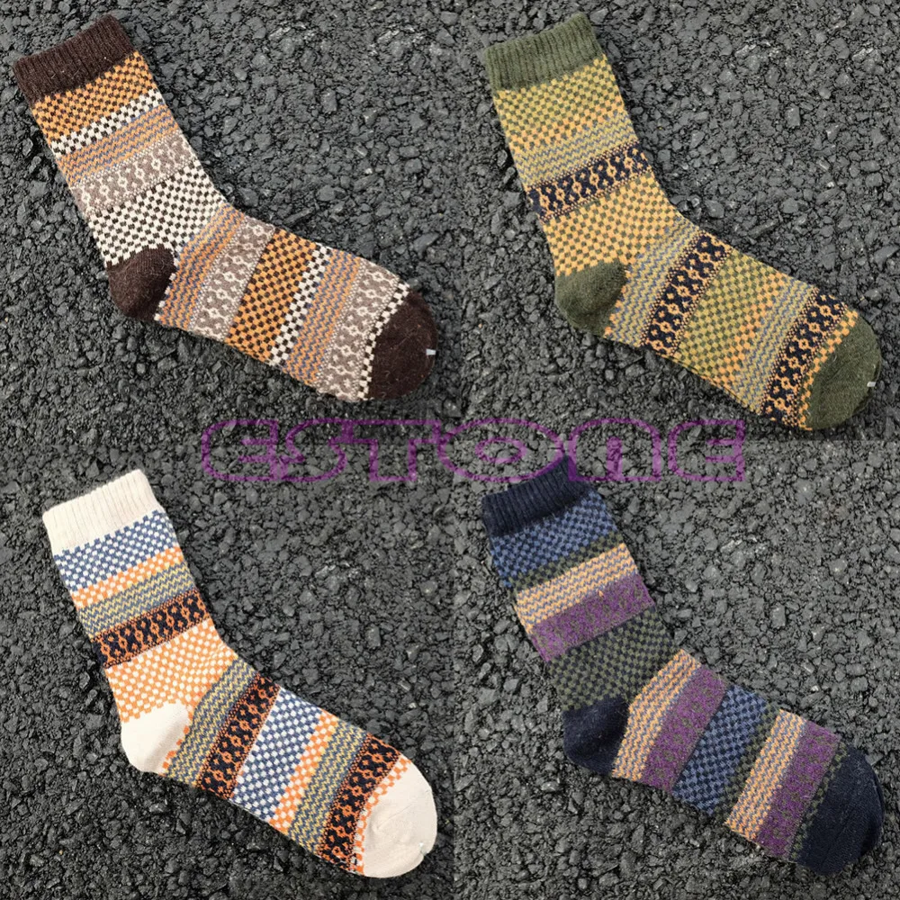 

4Pair Boy Casual Mens Warm Winter Soft Thick Angora Cashmere Casual Dress Wool Mixture Socks