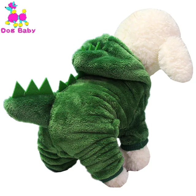 DOGBABY Dinosaurs Dogs Coat Fleece Winter Dog Clothes Green Color Four