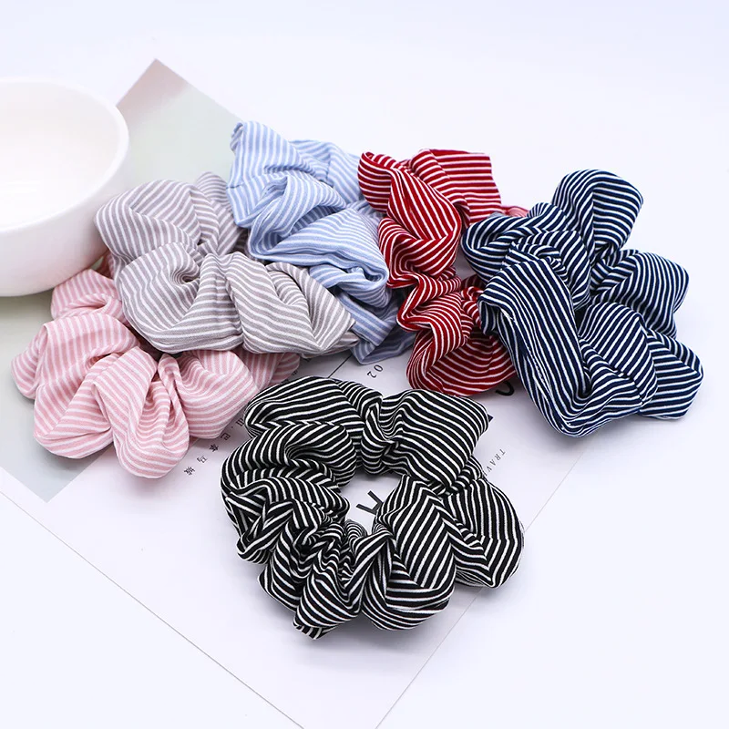 

Fashion Girls Three-Dimensional Stripes Fabric Hair Scrunches Ponytail Holder Hair Ties Gum Elastic Hair Bands Rubber Bands