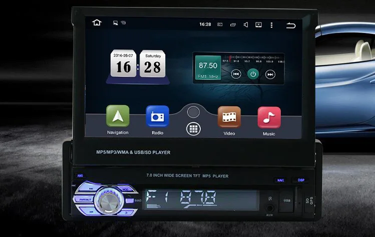 Clearance 7" 1 Din Car DVD Player GPS Navigation Universal In-dash Detachable Front Panel Auto Radio Audio Stereo 1Din 0