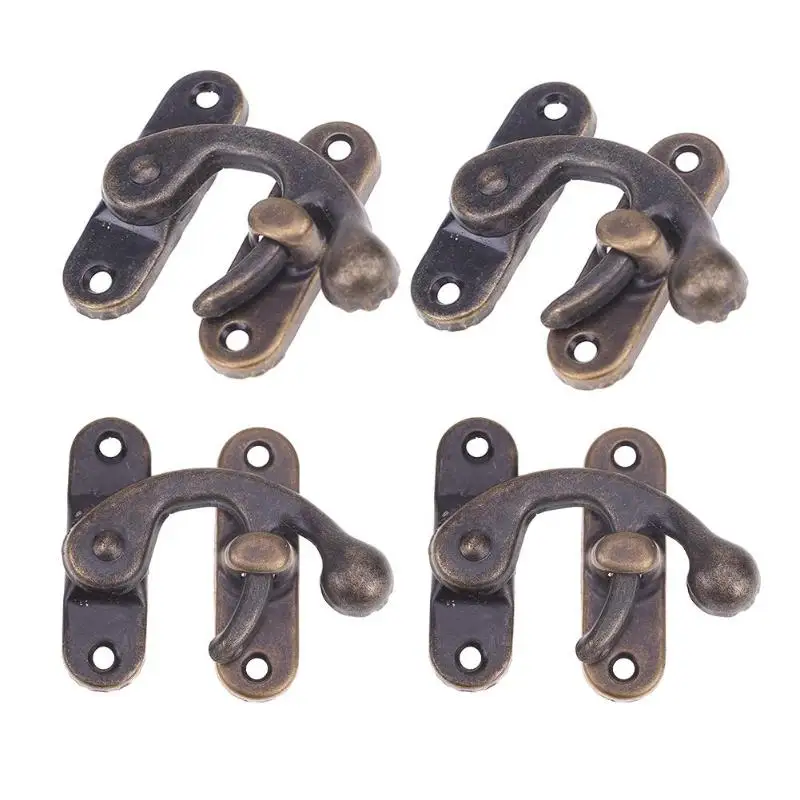 

10pcs Vintage Drawer Padlock Hasp Hook Horns Locked Iron Closet Cabinets Wardrobe Jewelry Box Lock Home Hardware Accessories
