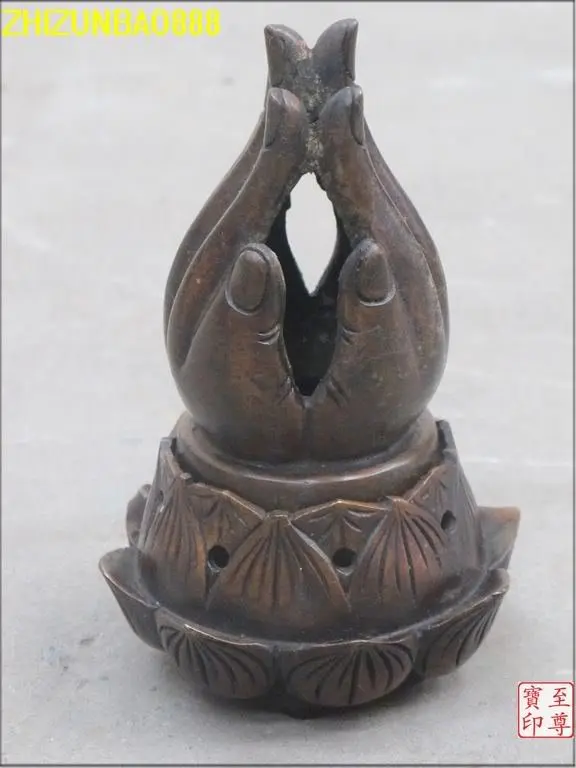 

Aromatherapy censer Bronze Small Buddha hand blessed censer statue