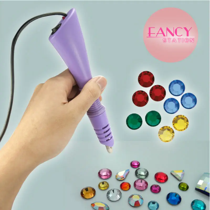 

Iron-on Hot fix Rhinestone tools HotFix Applicator + 7 Tips Wand Crystal Gems Rhinestone hot fix Applicator Wand box KIT