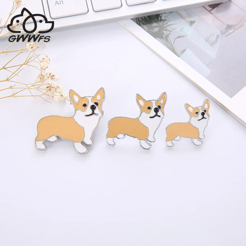 

Three Size Corgi Dogs Brooches Pins Pendant Badge Decorated Pins Jewelry Cartoon Cute Brooches For Men And Women Fashion Gifts