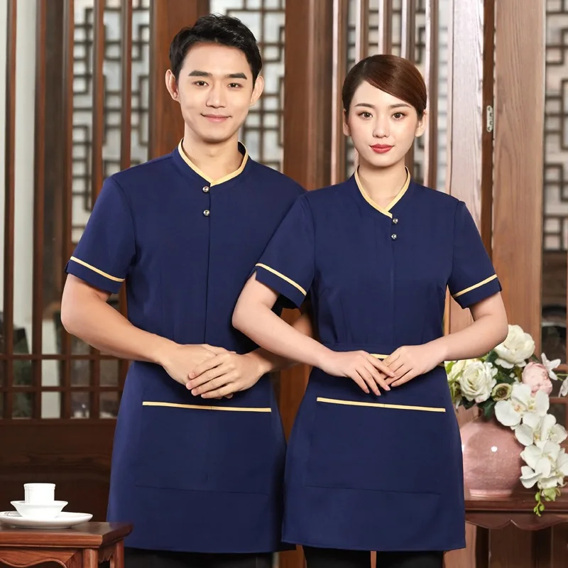 Restaurant Women Waitress Uniform Short-sleeved Coffee Cake Baking Shop Overalls Hot Pot Shops Waiter Men Breathable Coat H2175 |