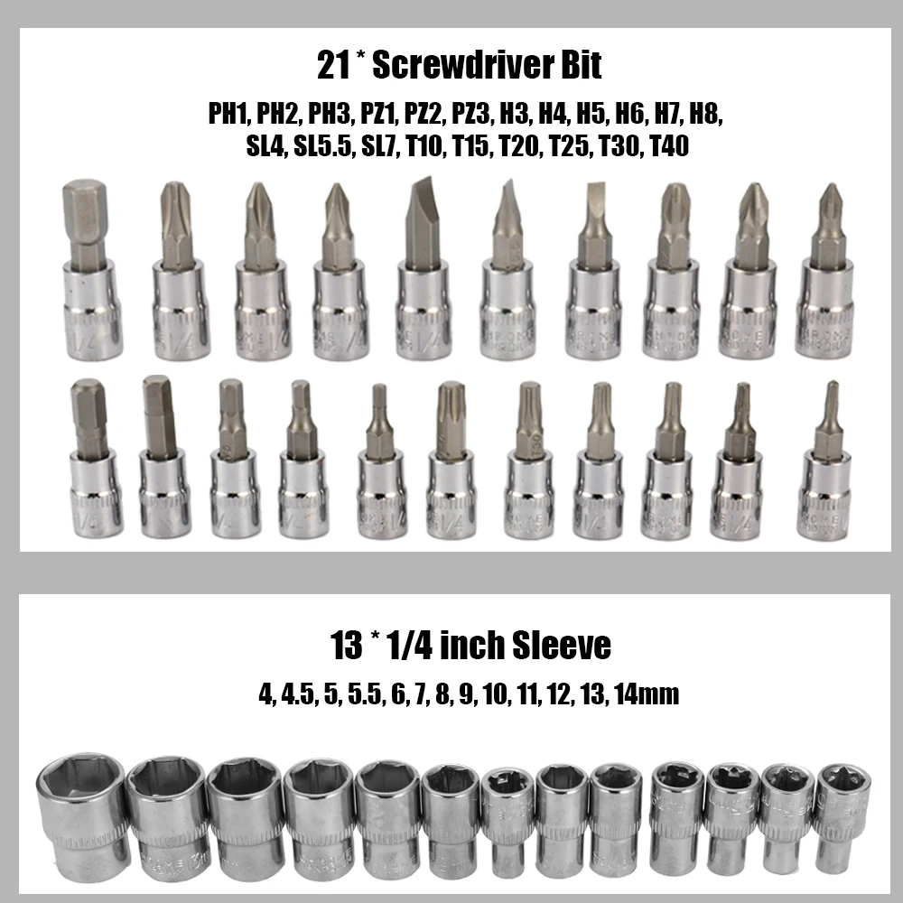 46pcs Multifunctional Professional Steel Socket Wrench Tool Set Car Repair Toolbox Automobile and Motorcycle Tools