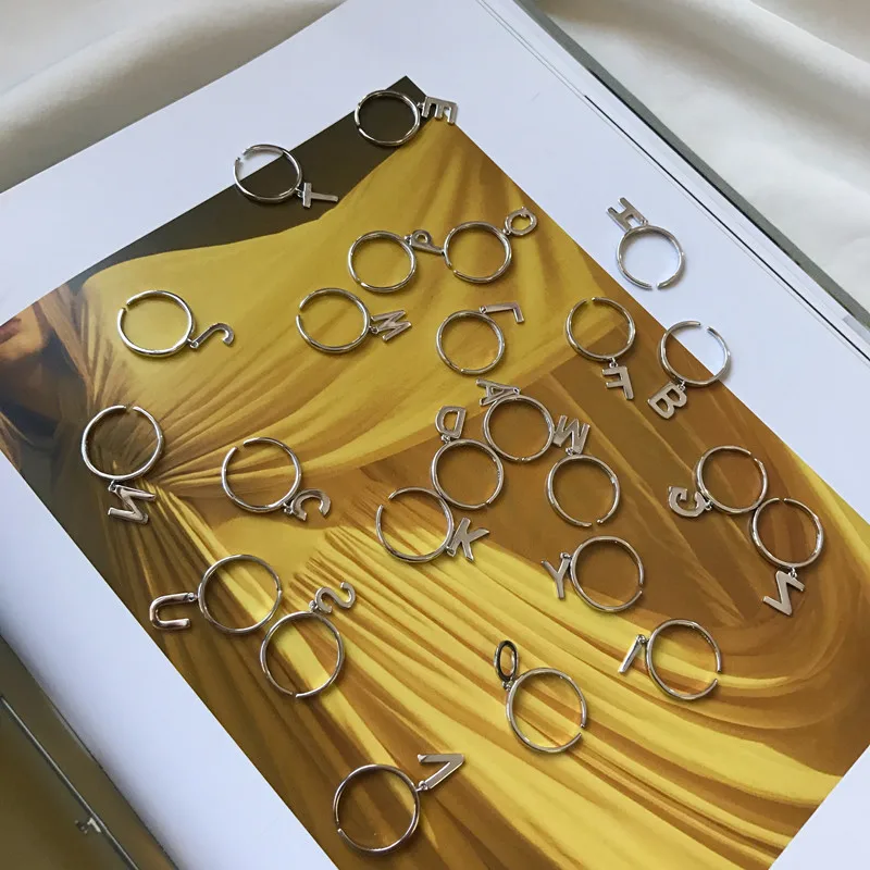 Новые Заказные Персонализированные 925 пробы серебряные кольца с алфавитом, A-Z кольца с именем и надписью, очаровательные ювелирные изделия, модный подарок для любви