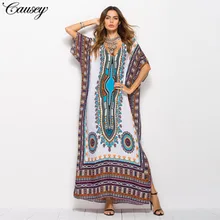 Dubai Maxi Kaftan mujeres moda musulmana vestido estampado Vintage mujer playa verano túnica gran tamaño Abaya islámico ropa