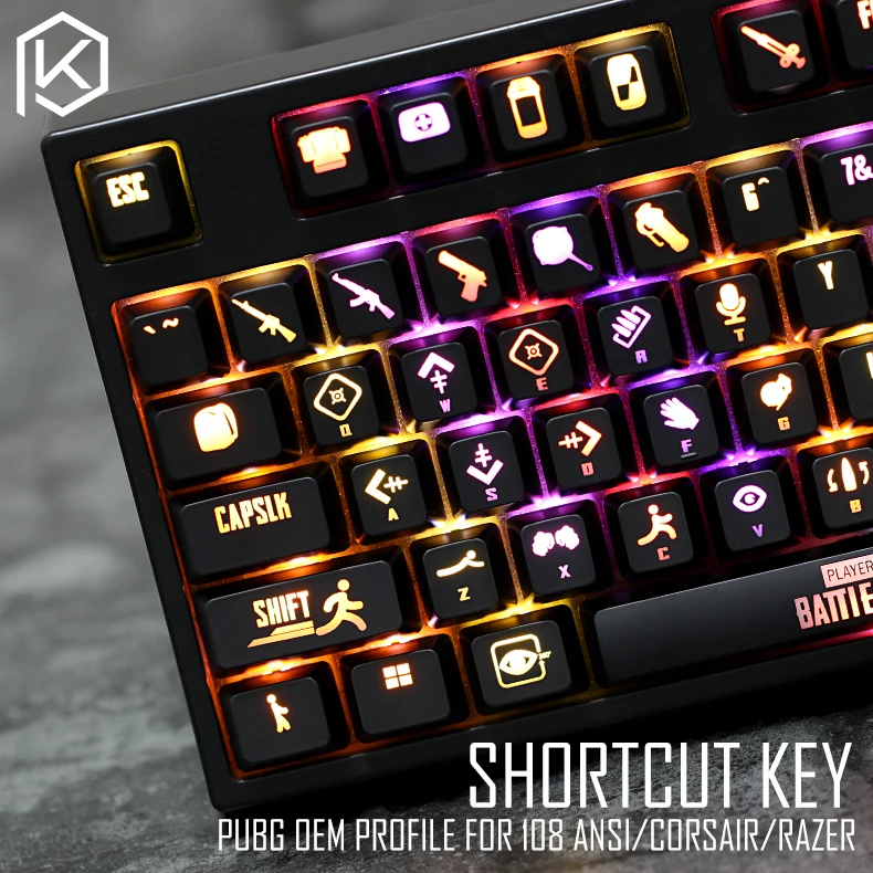 Oem профиль abs подсветка 87 104 108 ansi набор keycap pubg battlegrounds клавиатура короткие клавиши