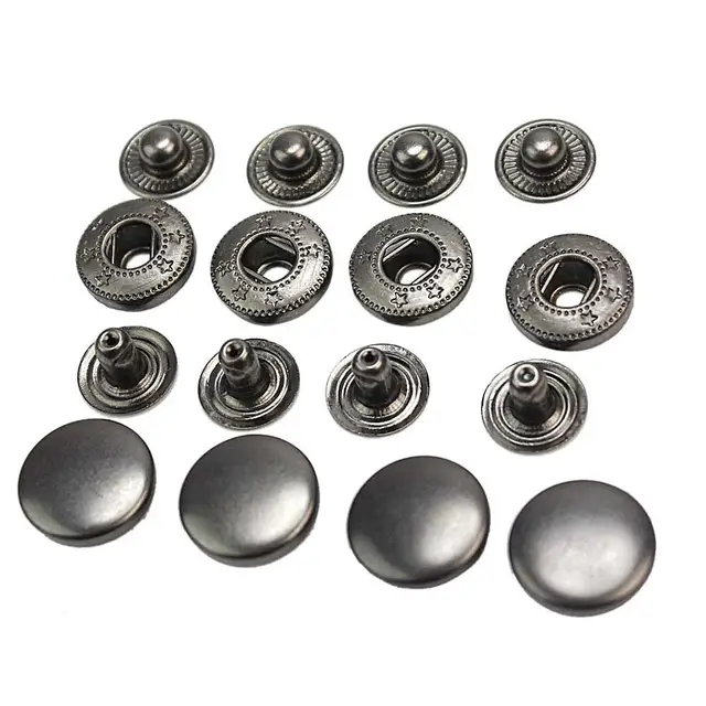 50Pcs/Pack Vintage Style Sewing Metal Snap Press Buttons Black Snap