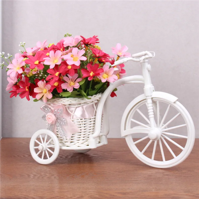 مصغرة ريفي نمط الاصطناعي ورد صناعي مجموعة زهرة + زهرية عطلة المعيشة غرفة حديقة صورة الدعائم الديكور زهرة الحرير