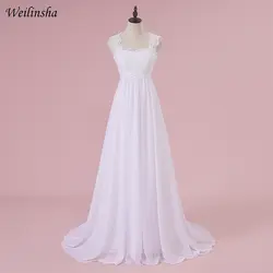 Weilinsha дешевые наличии пляжные свадебное платье шифон кружево Длинные свадебные халаты беременных свадебные платья плюс размеры Robe De Mariage
