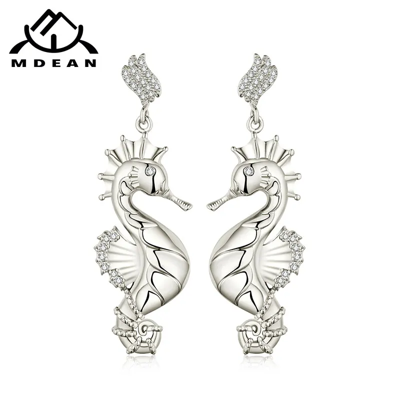MDEAN животные морской конек серьги для женщин белый золотой цвет свадьбы