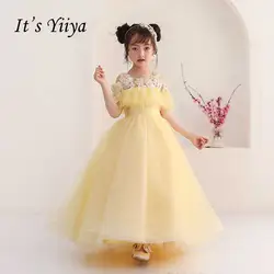 Это yiiya молнии оборками жемчужина Иллюзия бальное платье ребенок цветок ребенок ткань платье с цветочным узором для девочек для вечерние