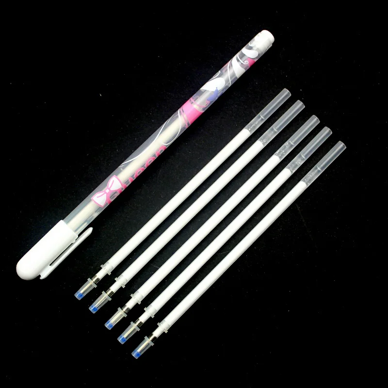 Ручка+ набор для заправки гелевых ручек с изюминкой для заправки белого цвета сверкающие фломастеры для рисования ручки для рисования школьные принадлежности многофункциональные - Цвет: 1 pen and 5 Refills