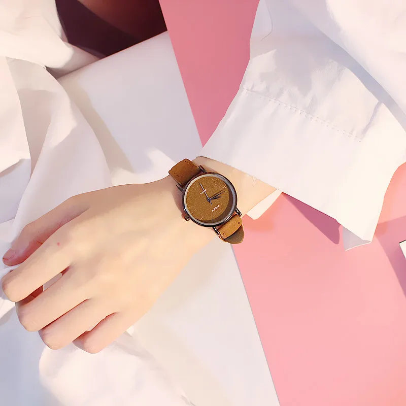 Шикарные простые часы для влюбленных модные повседневные мужские/женские кварцевые наручные часы reloj mujer relogio masculino подарок для друга - Цвет: Brown-women