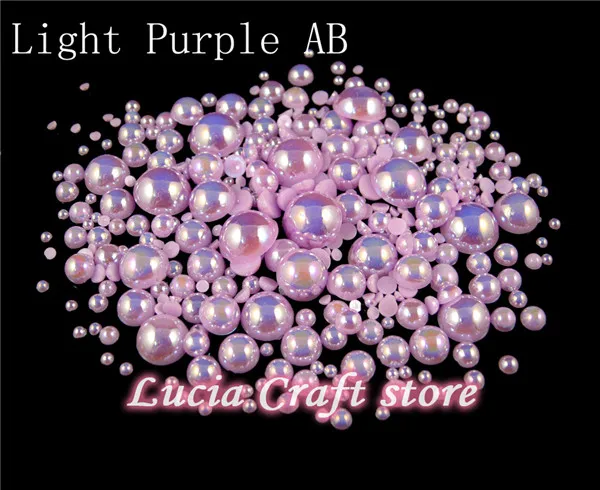 Распродажа! 11 цветов 2-10 мм смешанные размеры ABS имитация жемчуга 50 г/лот, приблизительно 1200 шт F0406 - Цвет: Light purple AB